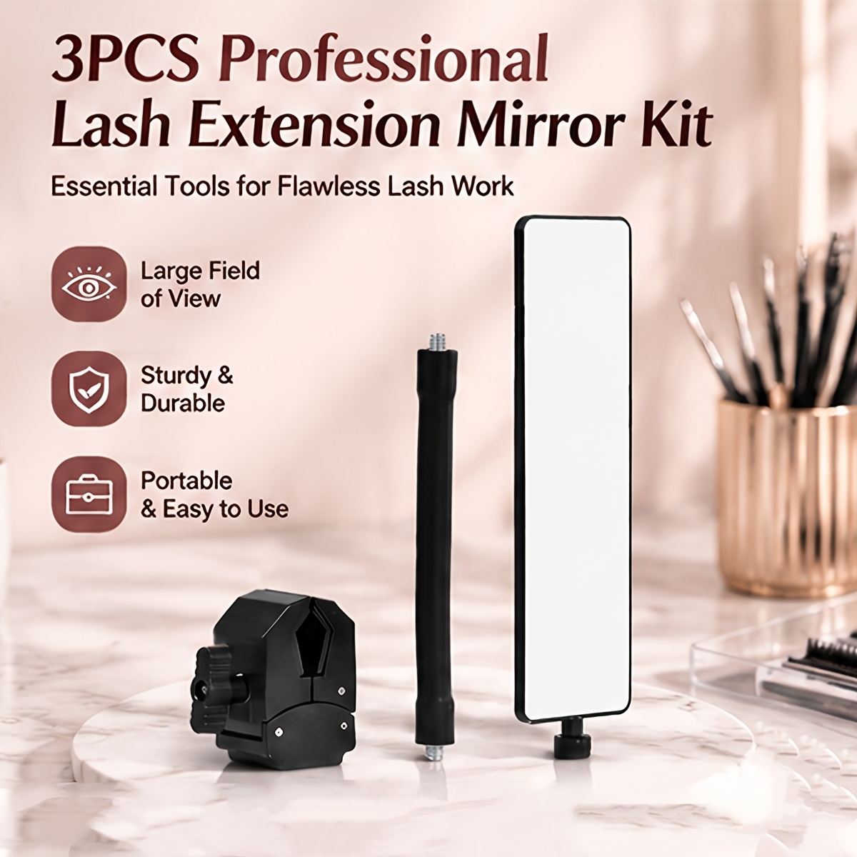 Lash Tray Organizer - 3-delige professionele wimperverlenging spiegelset HD breedbeeld