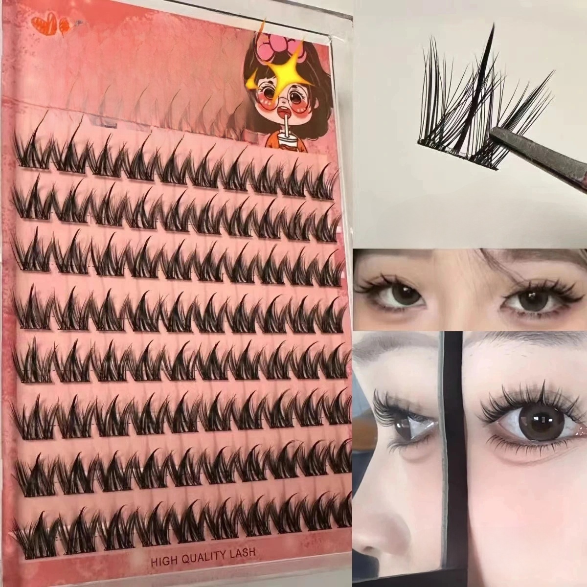 Eyelash Extension No 11 - 100 stuks natuurlijke zelfklevende wimperclusters, herbruikbare
