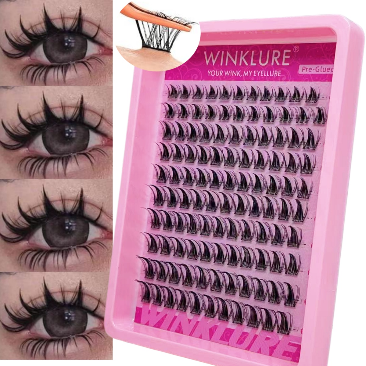 Eyelash Extension Cat Eye - WINKLURE Zelfklevende Kunstwimpers Clusters Lijmvrij Anime